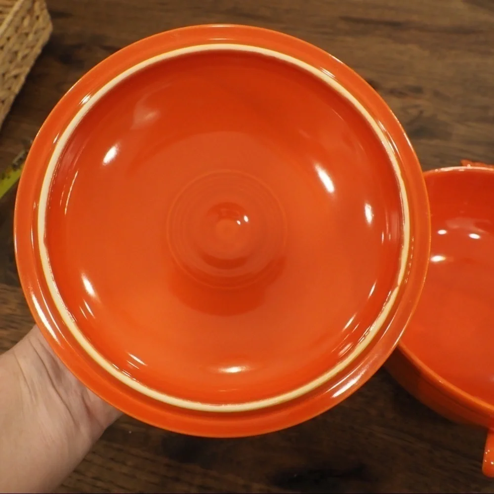 Vintage Fiesta red radioactive covered casserole